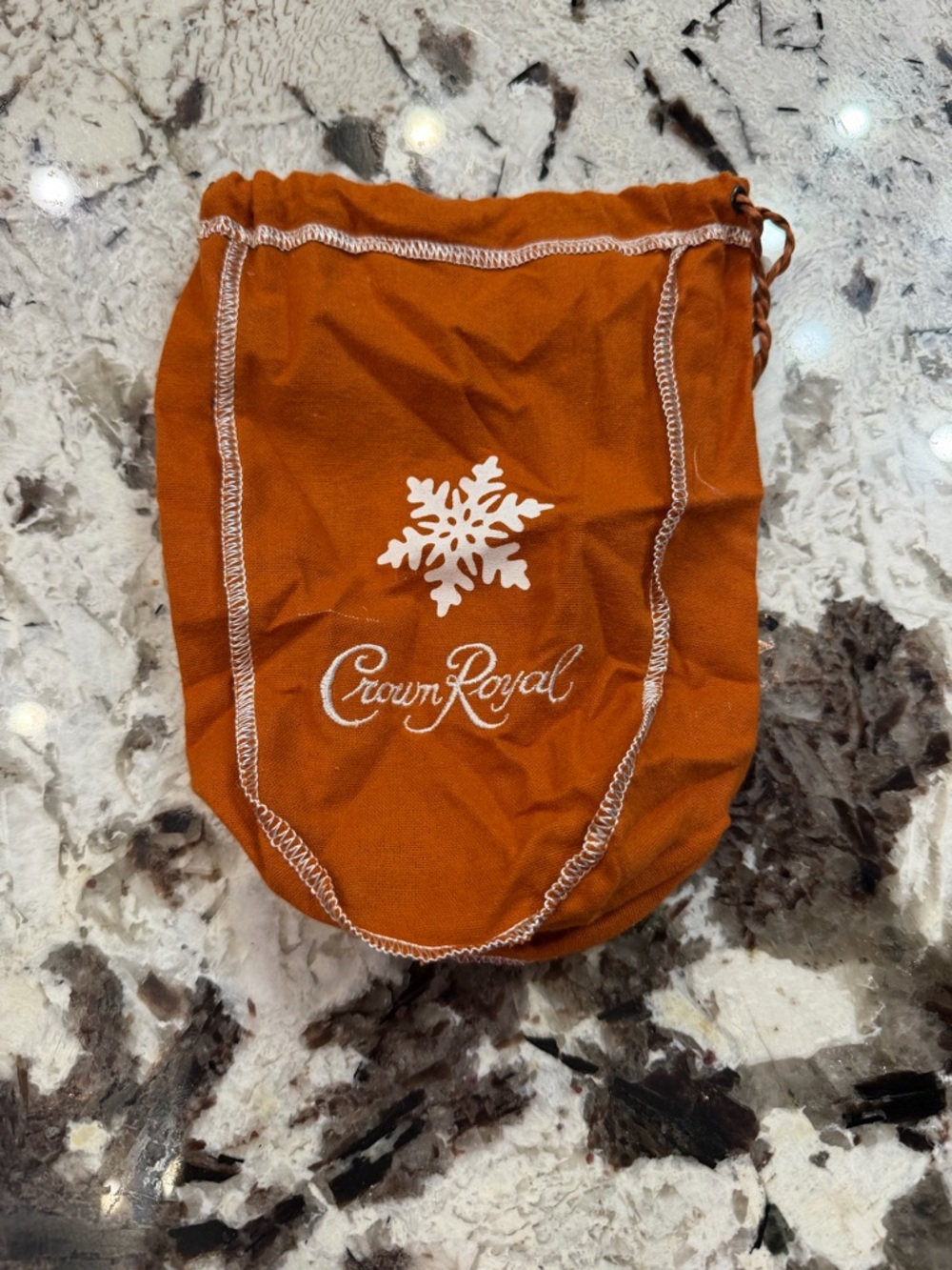 Crown Royal Holiday Drawstring Bag with White Logo